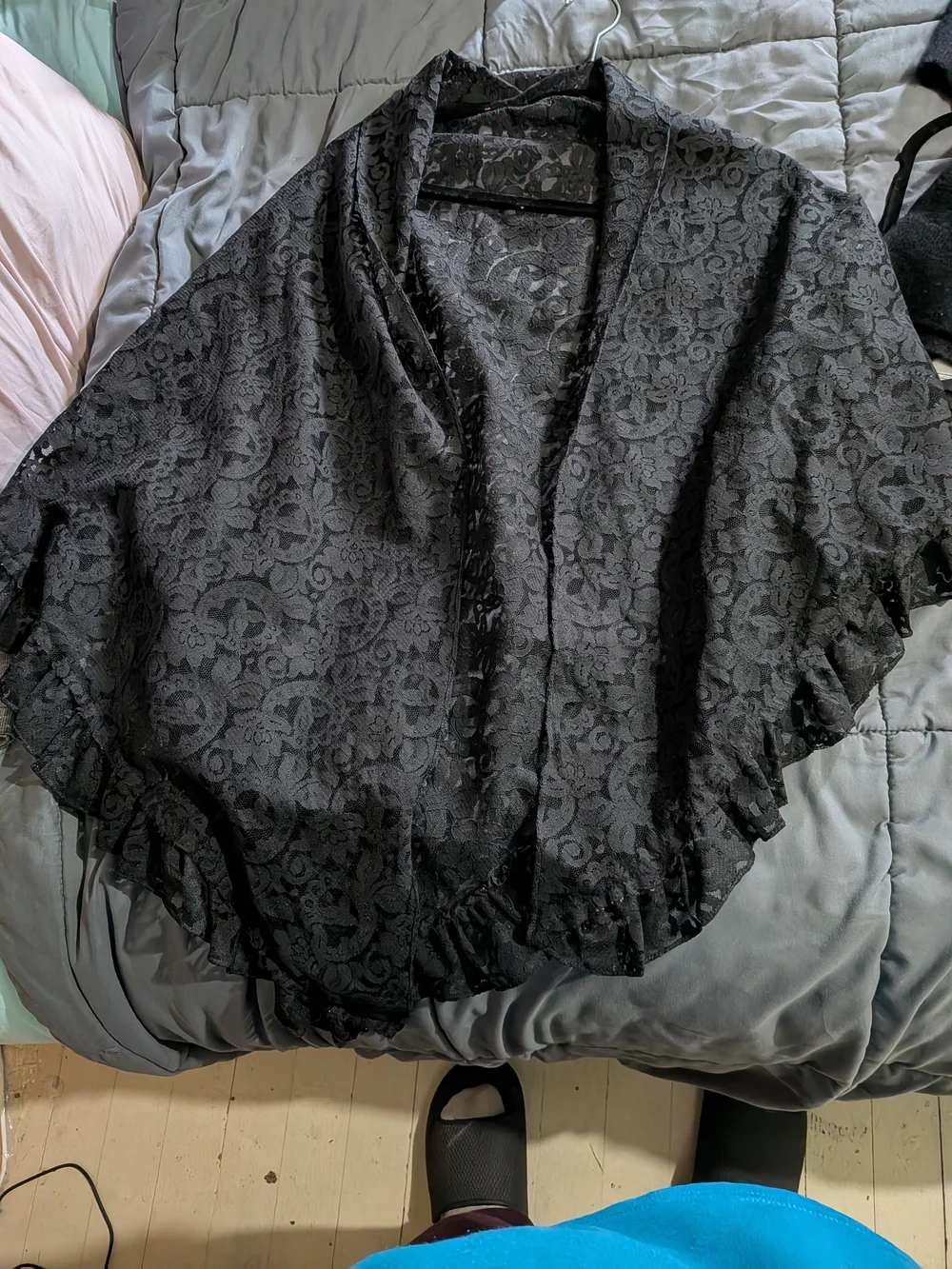 Black Lace Ruffled Women's Shaw - Brand Unknown